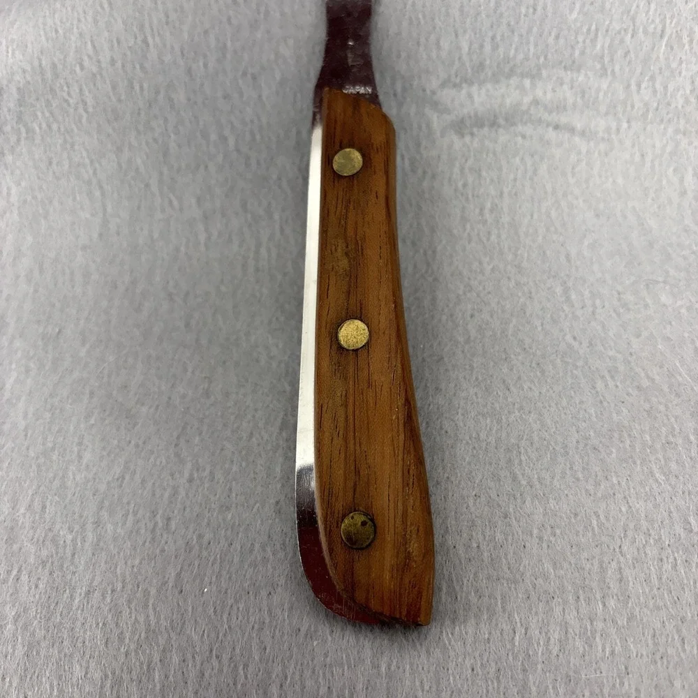 Vtg Northcraft Japan SS Full Extended Tang 2 Prong Carving Fork Acier Inoxydable